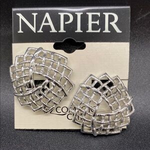 Napier costume jewelry silver toned clip on earrings